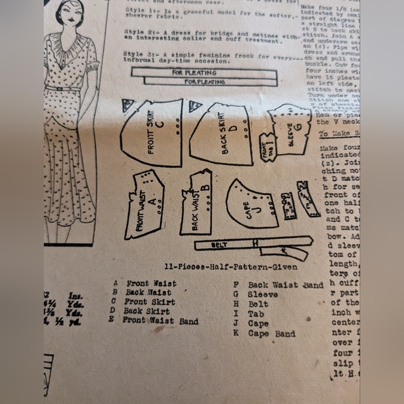 SOLD Antique 1920s Simplicity Dress Sewing Pattern 370 Three Styles Simplicity - Picture 5 of 6